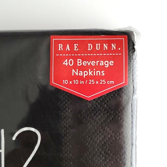 ⭐️3/ $30⭐️ Rae Dunn EH? Black  Beverage Napkins Large Letters 40 Pack - Picture 2 of 5